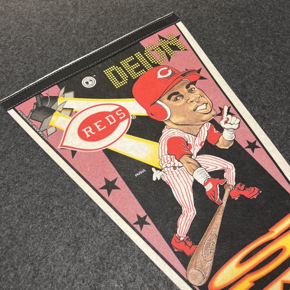 Vintage Wincraft Deion Sanders Cincinnati Reds Player Pennant #163, 30" x 12" - Picture 2 of 9